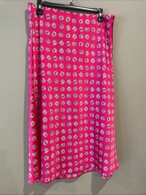 LOFT Hot Pink Floral Midi Skirt